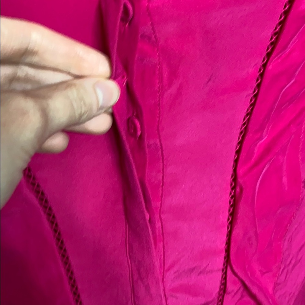 Veronica Beard Silk Magenta Button Front Blouse 4 - image 3